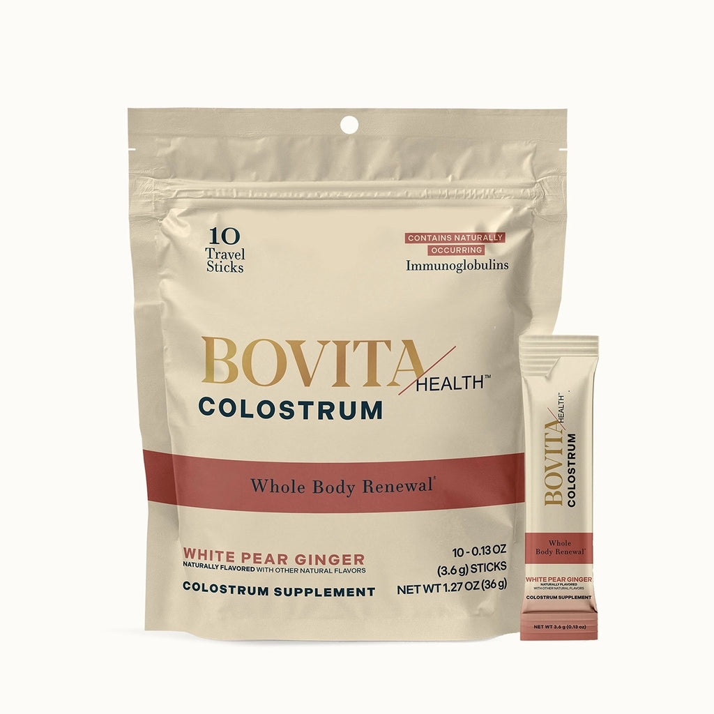 Bovita Health Colostrum White Pear Ginger, 10-Count Stick Pack Pouch