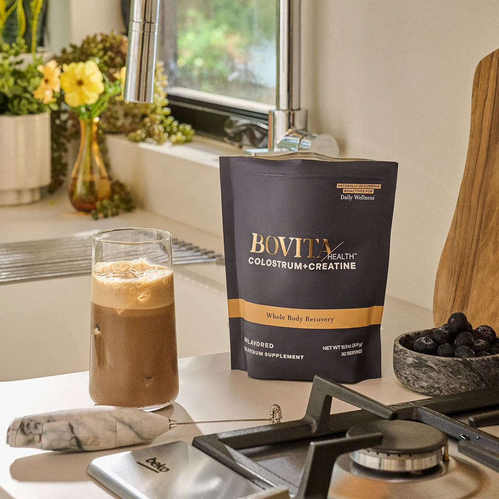 Bovita Health Colostrum + Creatine Pouch on Kitchen Counter 2