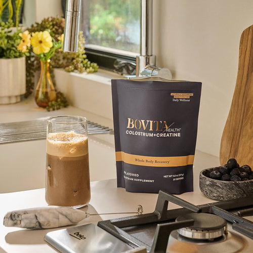 Bovita Health Colostrum + Creatine Pouch on Kitchen Counter 2